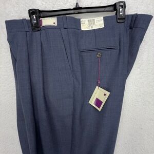 Racquet Club Mens Blue Pleated‎ Dress Pants 44x30 Wool Blend USA Made 8711-12